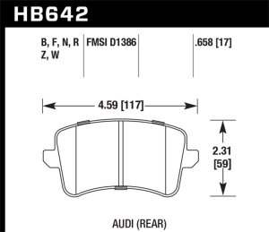 Audi A4 Brake Pad Set - Rear - Hawk Performance - HP+ - `09-`16